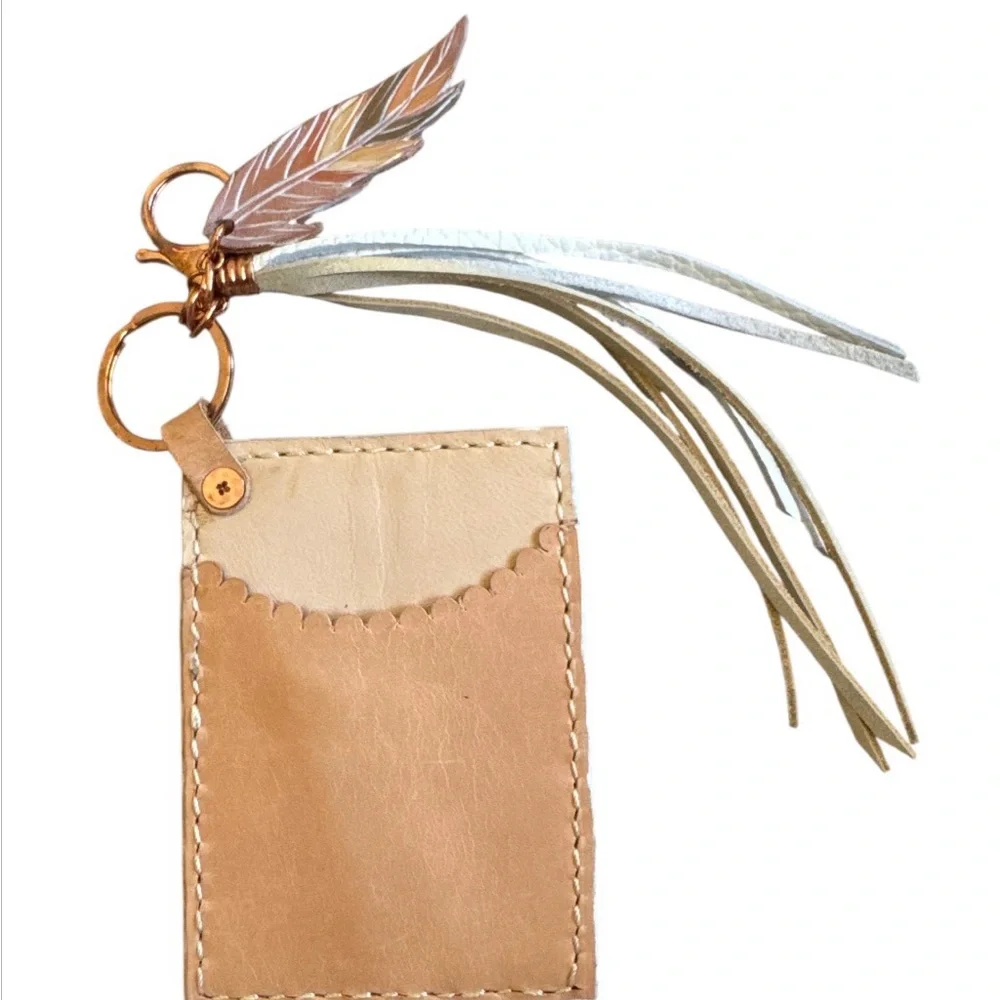 Artisan Handmade Western Southwest Leather Card Holder Floral Heart Wallet